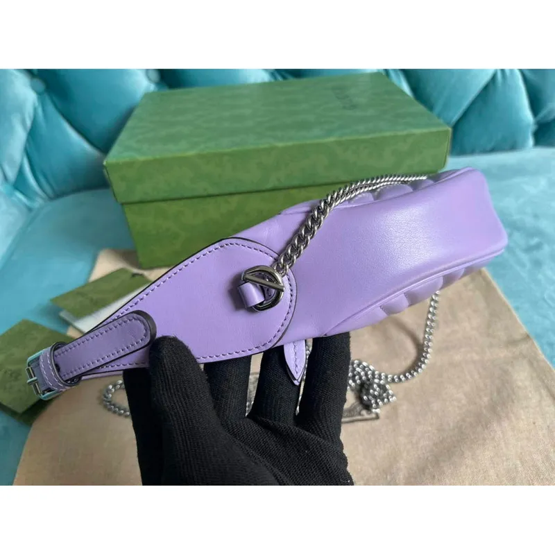 Gucci 699514 GG Marmont mini taška ve tvaru půlměsíce fialová lilková
