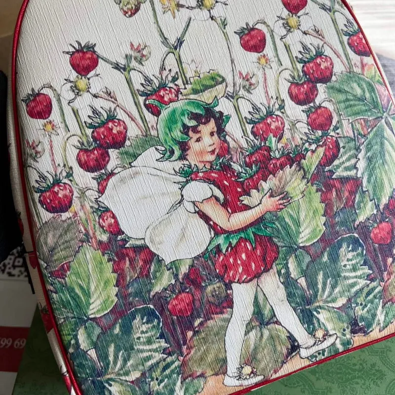 Gucci 433578 Dětský batoh s pohádkovým potiskem červený