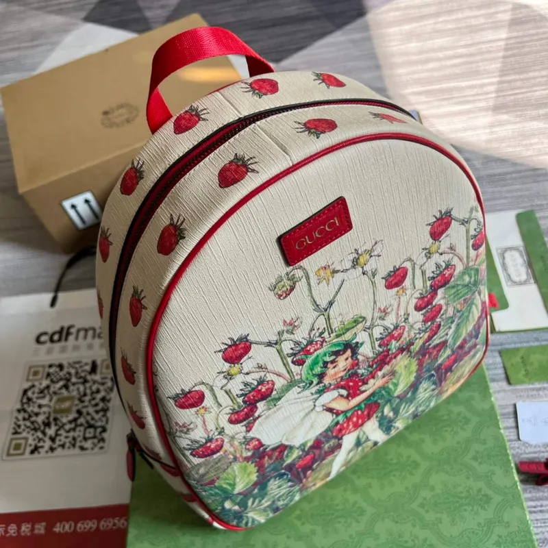 Gucci 433578 Dětský batoh s pohádkovým potiskem červený