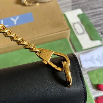 Gucci 735103 Mini ramenní taška s zámkem Černá