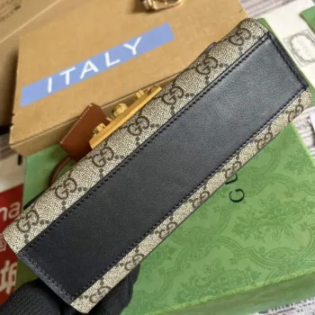 Gucci 735103 Mini ramenní taška s zámkem Černá