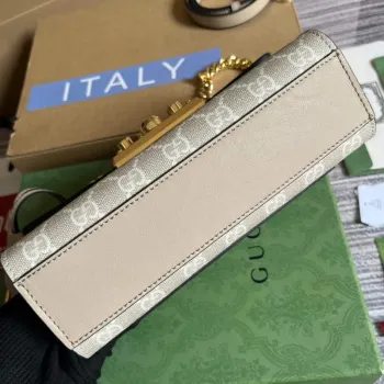 Gucci 735103 Mini ramenní taška s zámkem Béžová