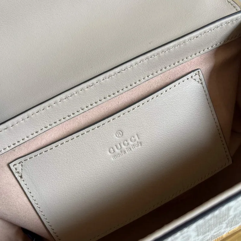 Gucci 735103 Mini ramenní taška s zámkem Béžová