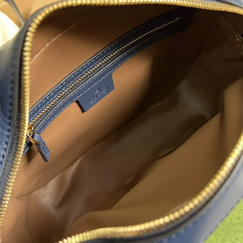 Gucci 645454 Gucci Horsebit 1955 Malá Kabelka přes Rameno Béžová Modrá