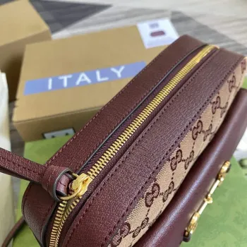 Gucci 645454 Gucci Horsebit 1955 Malá Kabelka přes Rameno Vínově Červená