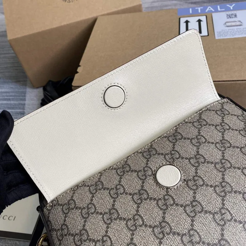 Gucci 645454 GG Horsebit 1955 Malá Kabelka přes Rameno Béžová