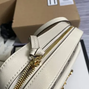 Gucci 645454 GG Horsebit 1955 Malá Kabelka přes Rameno Béžová