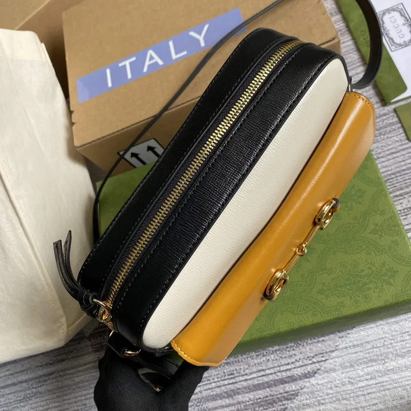 Gucci 645454 Gucci Horsebit 1955 Malá Kabelka přes Rameno Béžová Hnědá