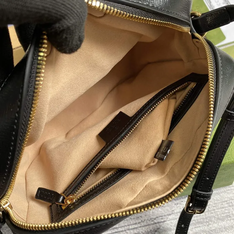 Gucci 645454 Gucci Horsebit 1955 Malá Kabelka přes Rameno Béžová Hnědá