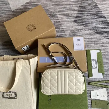 Gucci 447632 GG Marmont matelassé malá ramenní taška bílá