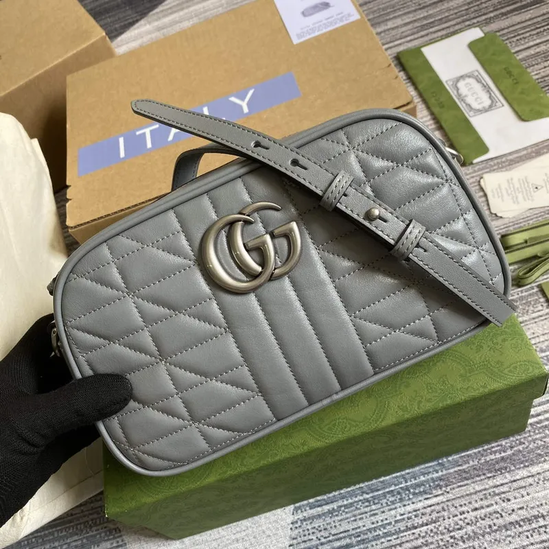 Gucci 447632 GG Marmont malá ramenní taška šedá