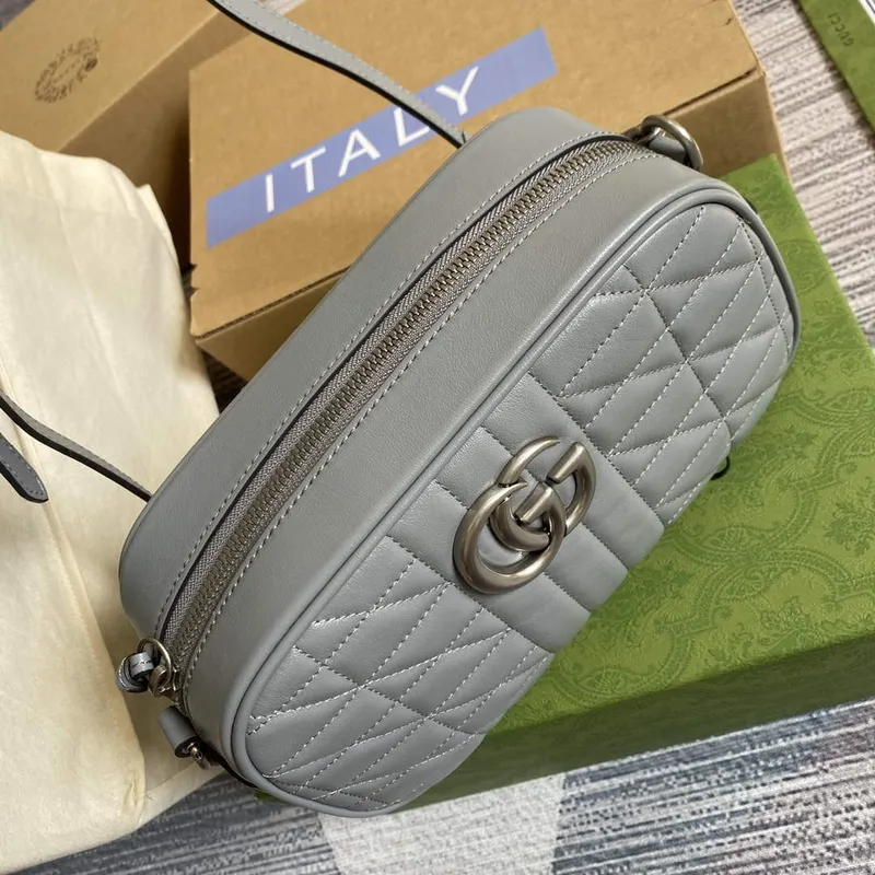 Gucci 447632 GG Marmont malá ramenní taška šedá