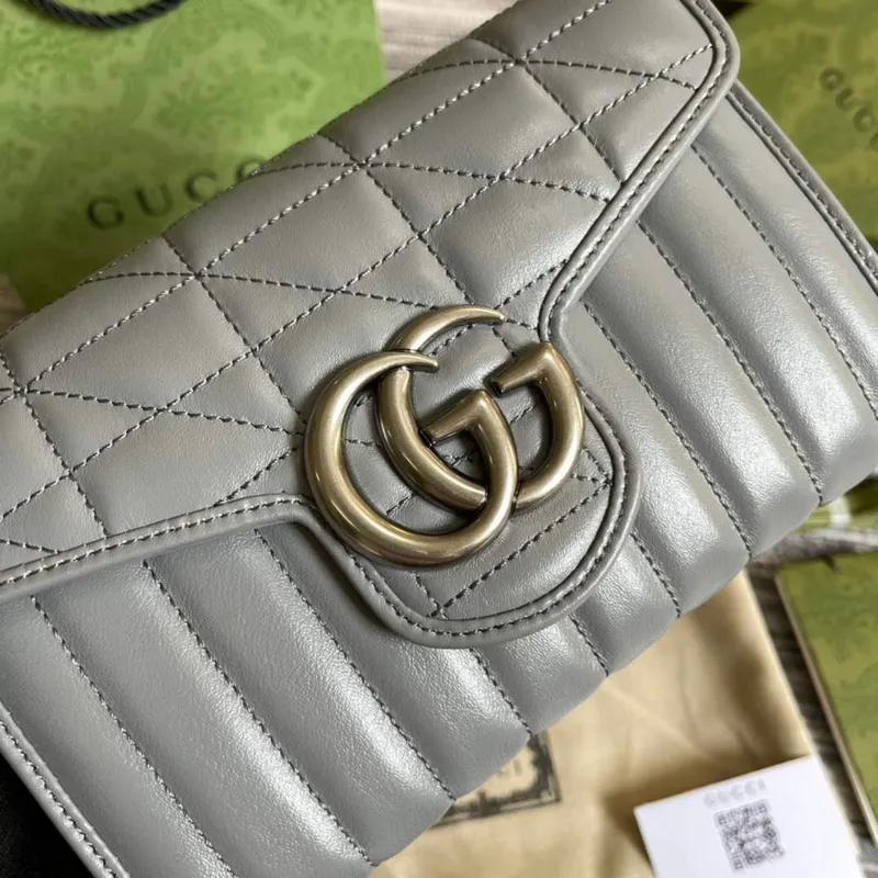 Gucci 474575 GG Marmont mini taška Šedá