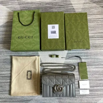 Gucci 474575 GG Marmont mini taška Šedá