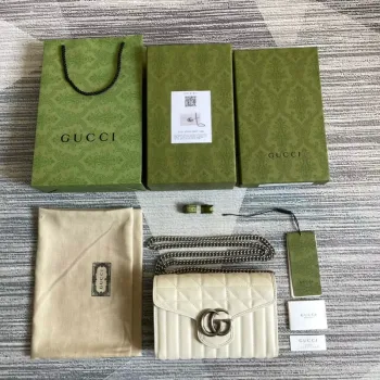 Gucci 474575 GG Marmont mini taška Bílá
