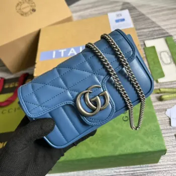 Gucci 476433 GG Marmont Super Mini Taška Modrá