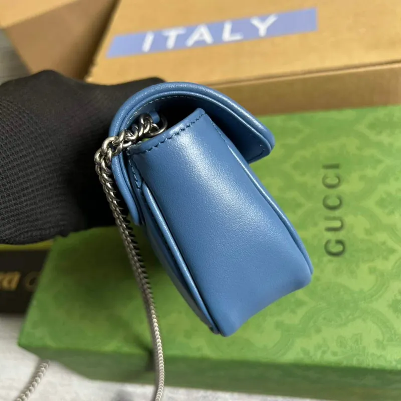 Gucci 476433 GG Marmont Super Mini Taška Modrá