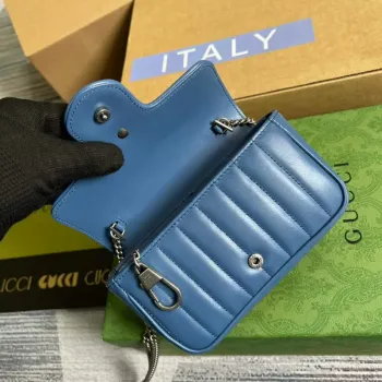 Gucci 476433 GG Marmont Super Mini Taška Modrá