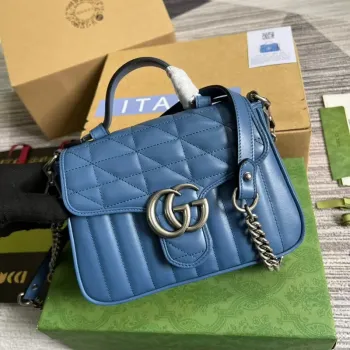 Gucci 583571 GG Marmont mini taška s horním uchopem modrá