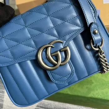 Gucci 583571 GG Marmont mini taška s horním uchopem modrá