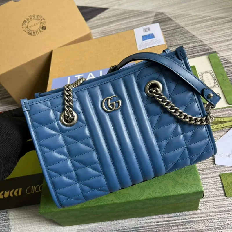 Gucci 681483 GG Marmont malá taška přes rameno Modrá