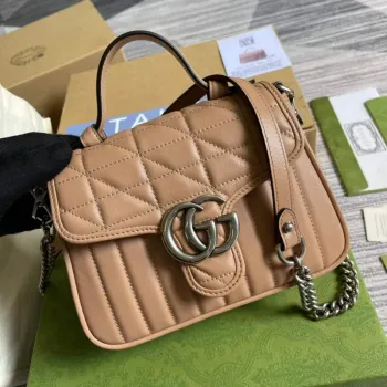Gucci 583571 GG Marmont mini taška s horním uchopem Světle růžová