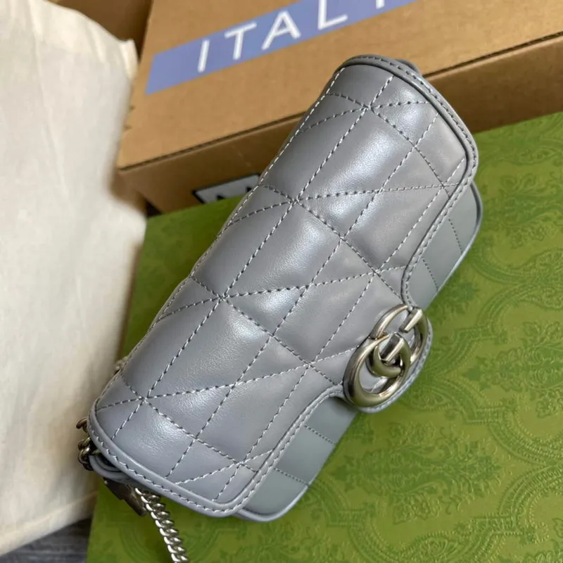 Gucci 476433 GG Marmont Super Mini Taška Šedá