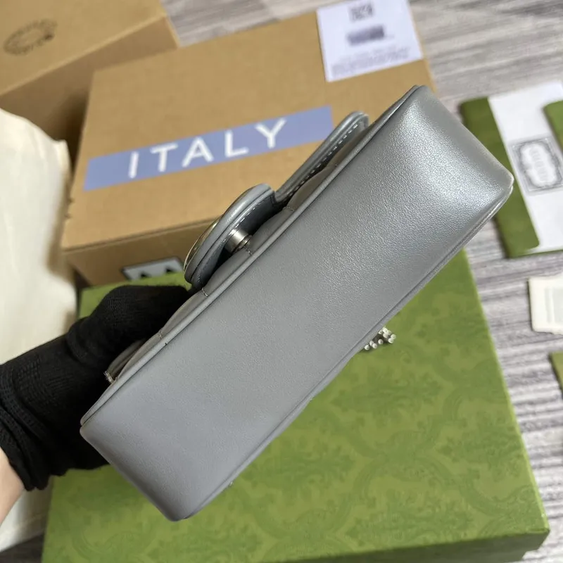 Gucci 476433 GG Marmont Super Mini Taška Šedá