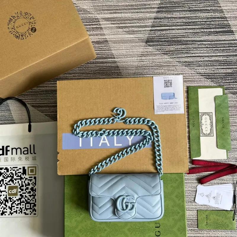 Gucci 699757 GG Marmont Pásková taška Modrá