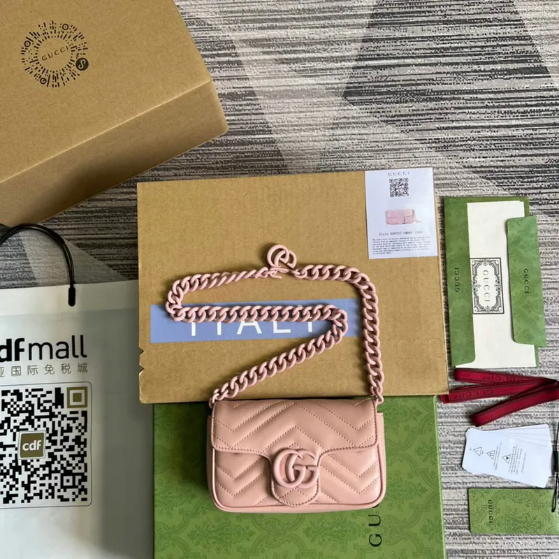 Gucci 699757 GG Marmont Pásková taška Světle růžová