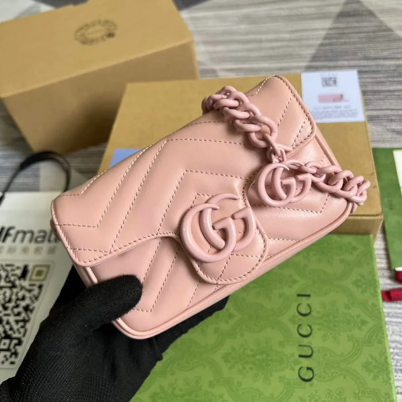 Gucci 699757 GG Marmont Pásková taška Světle růžová