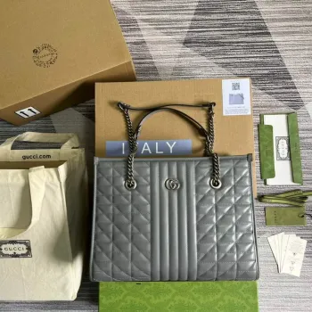 Gucci 675796 GG Marmont střední tote taška Šedá
