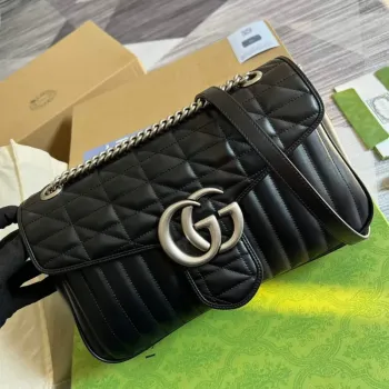 Gucci 443496 GG Marmont střední kabelka přes rameno Černá