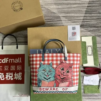 Gucci 410812 Dětská mini nákupní taška s potiskem koťat