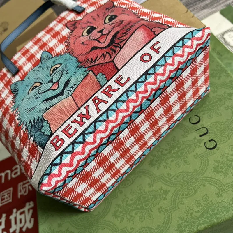 Gucci 410812 Dětská mini nákupní taška s potiskem koťat