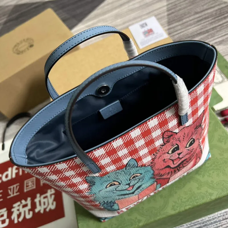 Gucci 410812 Dětská mini nákupní taška s potiskem koťat