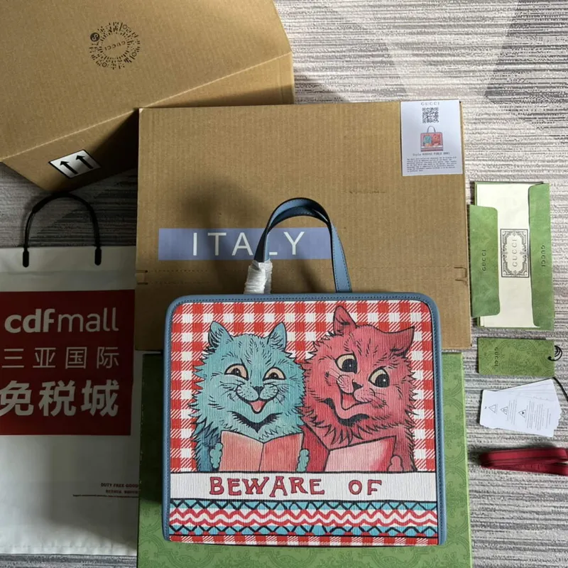 Gucci 605614 Dětská taška s potiskem koťat