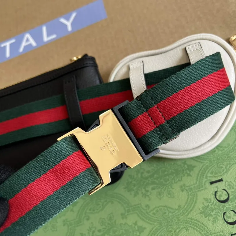 Gucci 698805 Ophidia gg Srdce Utility Pásková Taška Černá a bílá