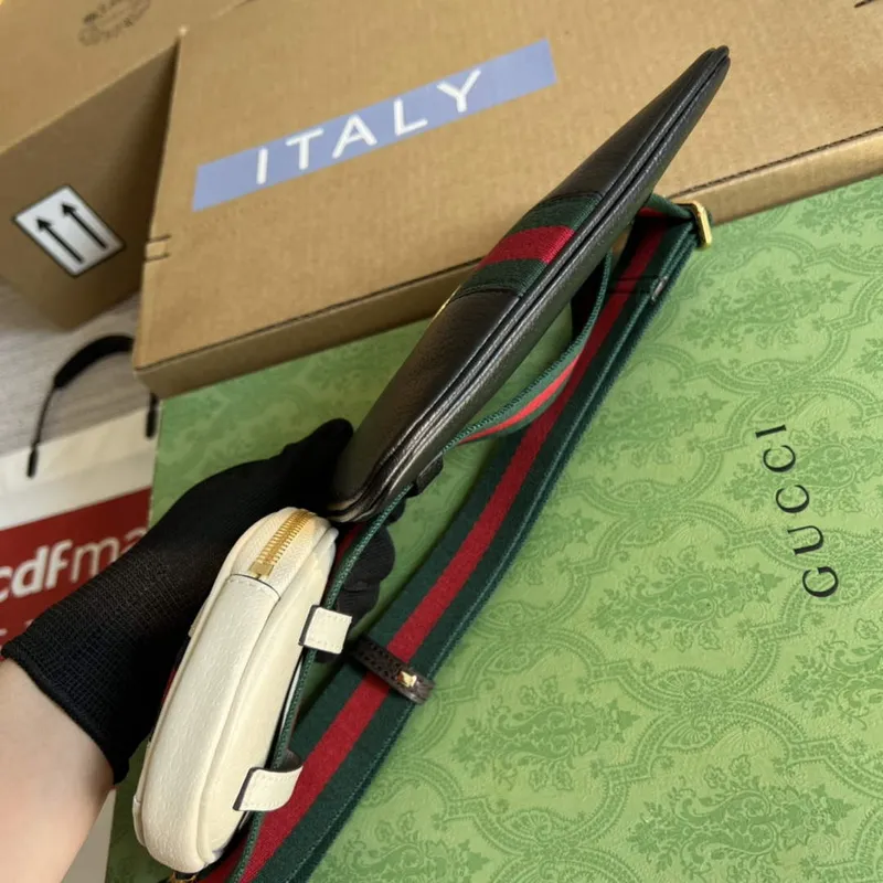 Gucci 698805 Ophidia gg Srdce Utility Pásková Taška Černá a bílá