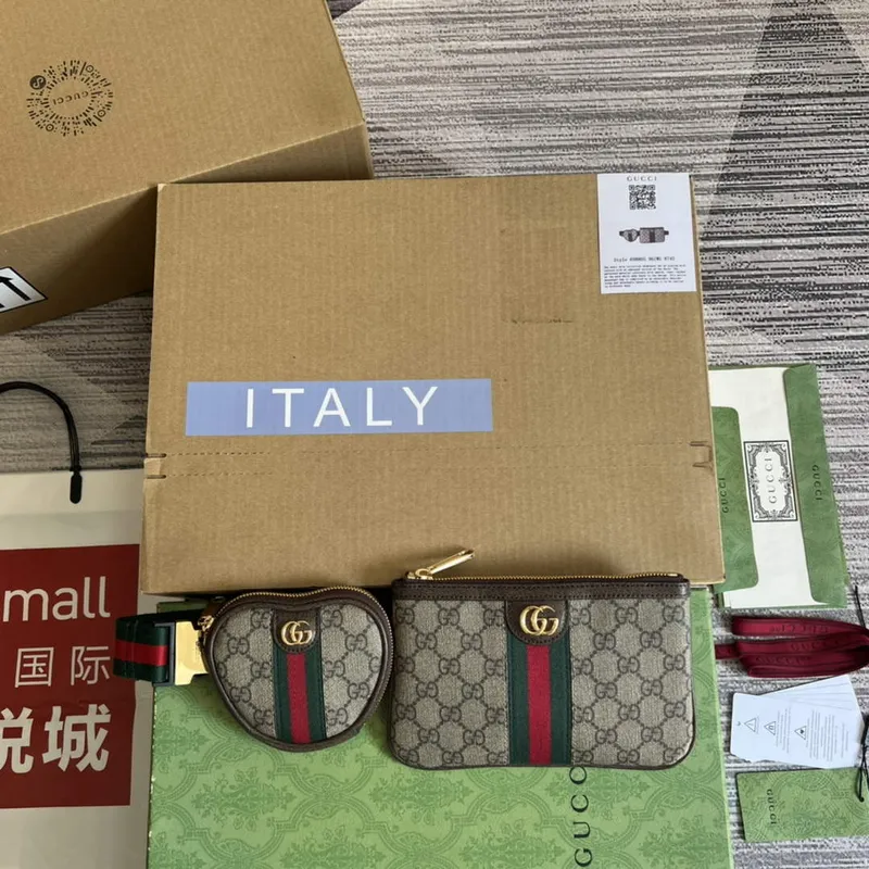 Gucci 698805 Ophidia gg Srdce Utility Pásková Taška Hnědá