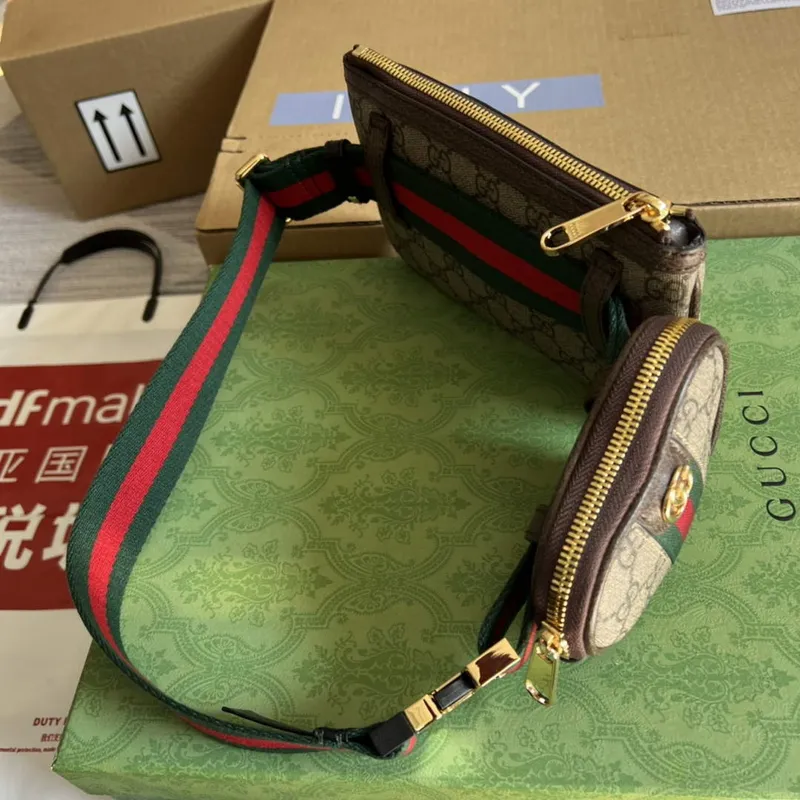 Gucci 698805 Ophidia gg Srdce Utility Pásková Taška Hnědá