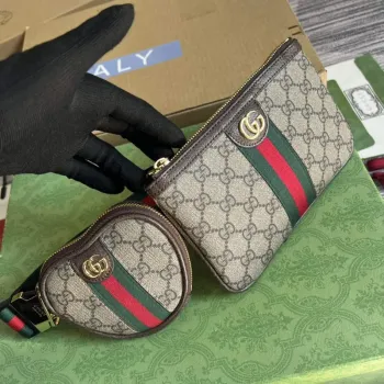 Gucci 698805 Ophidia gg Srdce Utility Pásková Taška Hnědá