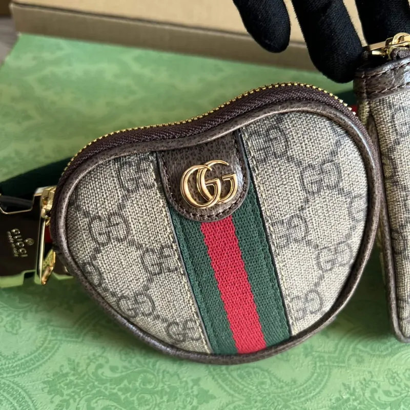 Gucci 698805 Ophidia gg Srdce Utility Pásková Taška Hnědá