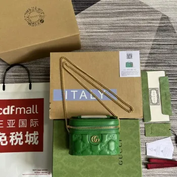 Gucci 723770 GG Matelassé Mini Taška s Horním Uchem Zelená
