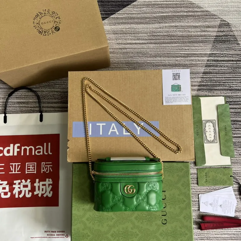 Gucci 723770 GG Matelassé Mini Taška s Horním Uchem Zelená