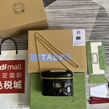 Gucci 723770 GG Matelassé Mini Taška s Horní Rukojetí Černá