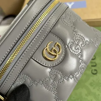 Gucci 723770 GG Matelassé Mini Taška s Horním Uchem Šedá
