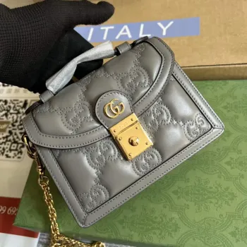 Gucci 724499 GG Matelassé Malá taška s horním uchopem Šedá