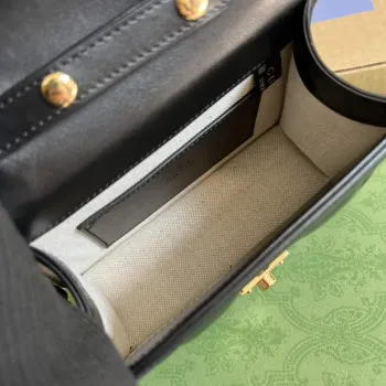 Gucci 724499 GG Matelassé Malá Kabelka s Horním Uchem Černá
