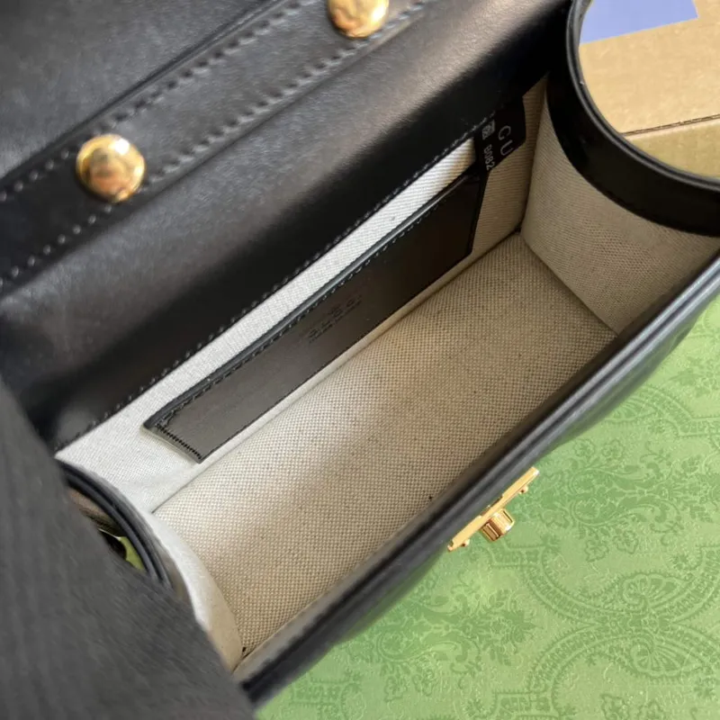 Gucci 724499 GG Matelassé Malá Kabelka s Horním Uchem Černá